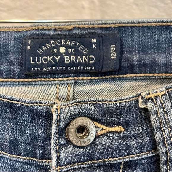 Lucky Brand Jeans Women's 12/31" Mollie Crop Distressed Blue Jeans - Picture 5 of 13